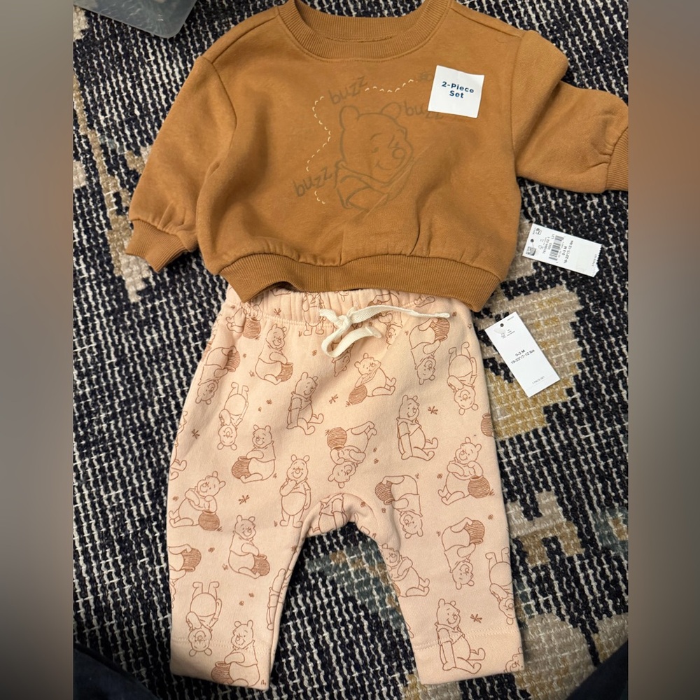 Disney Winnie the Pooh Kids Joggers and Sweatshirt - Brown and Cream